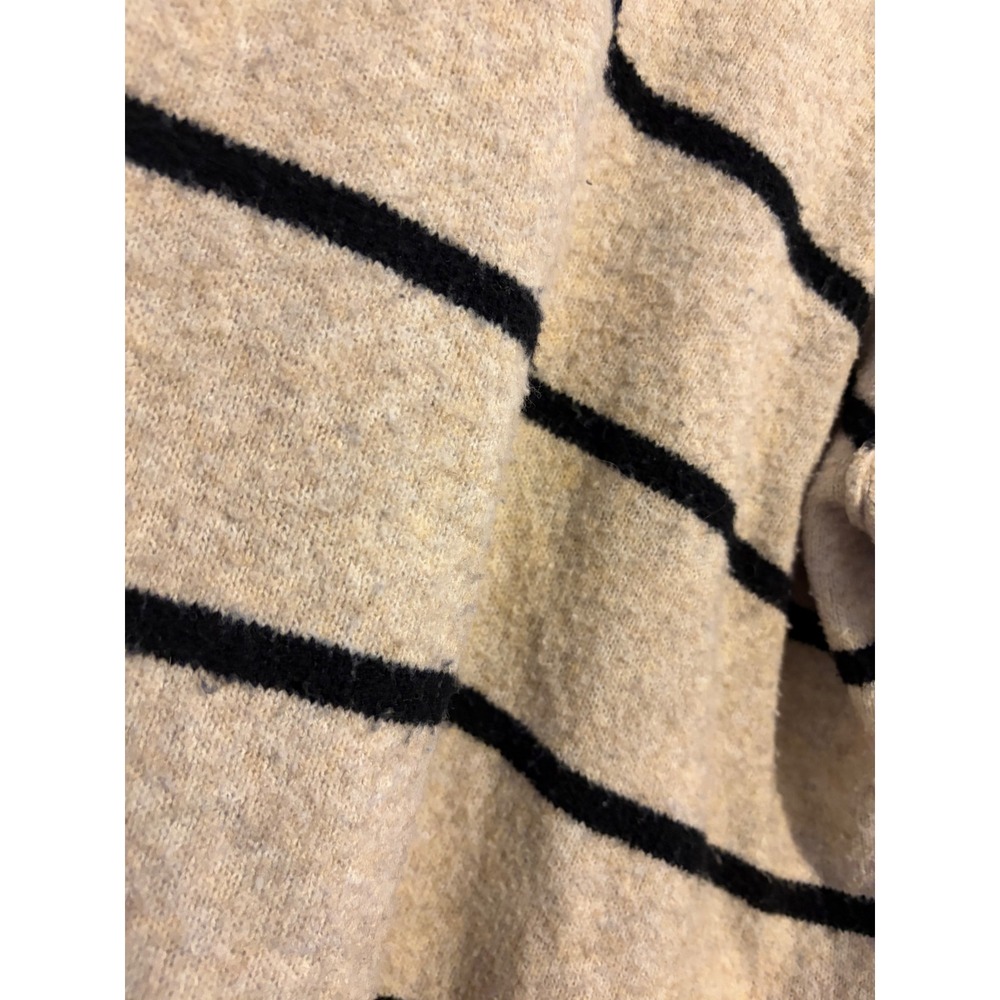 Aerie Oversized Striped Crewneck Sweater Oatmeal Beige Black XL Drop Shoulder - Picture 4 of 6